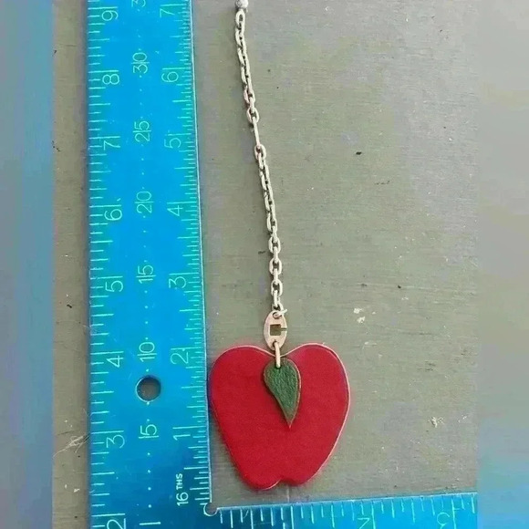 Authentic EUC Hermes charm Leather Silver hardware Red Apple bag charm w/ Box - Picture 8 of 13